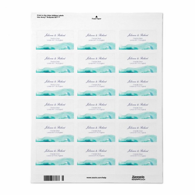 Turquoise Sea | Watercolor Wedding  Address Labels