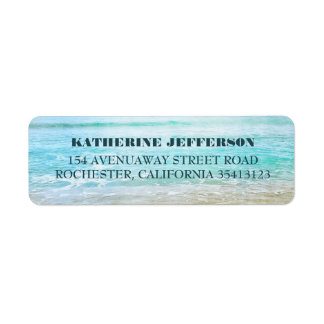 Turquoise Sea Waves Beach Wedding Label