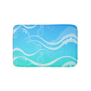 Turquoise Sea White Swirls Small Bath Mat