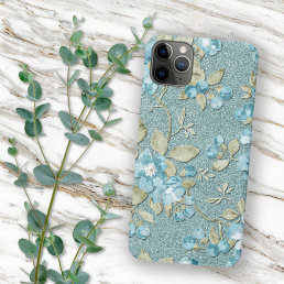 Turquoise Seafoam Teal Blue Floral Watercolor iPhone 11 Pro Max Case