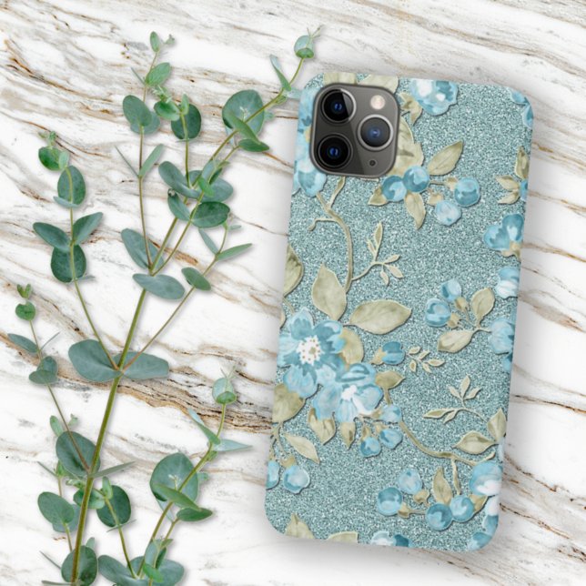 Turquoise Seafoam Teal Blue Floral Watercolor iPhone Case (Creator Uploaded)
