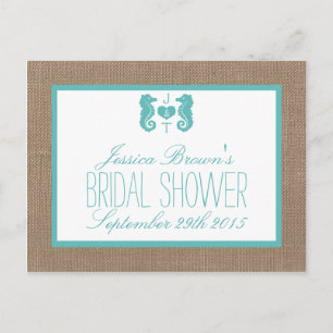 Turquoise Seahorse Beach Bridal Shower Recipe Card