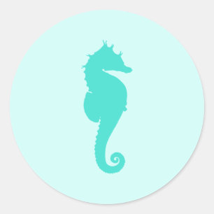 Turquoise Seahorse Classic Round Sticker