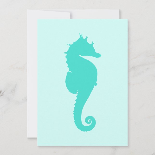 Turquoise Seahorse Invitation (Front)