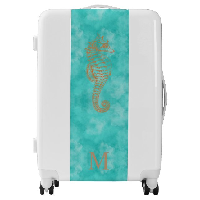 Turquoise Seahorse | Personalized Luggage (Front)