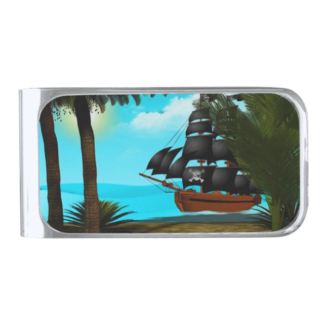 Turquoise Seas Silver Finish Money Clip (Front)