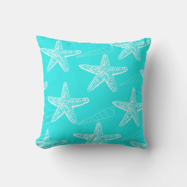 Turquoise Seashell Pillow (Front)