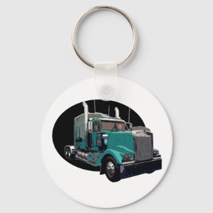 Turquoise Semi Truck Keychain