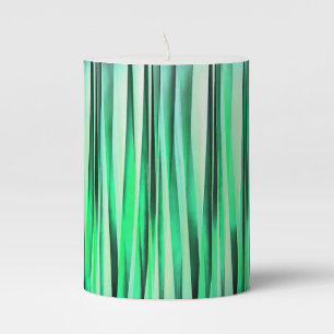 Turquoise Serenity Stripy Pattern Pillar Candle