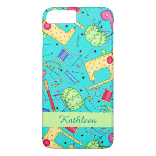 Turquoise Sewing Art Name Personalized iPhone 8 Plus/7 Plus Case