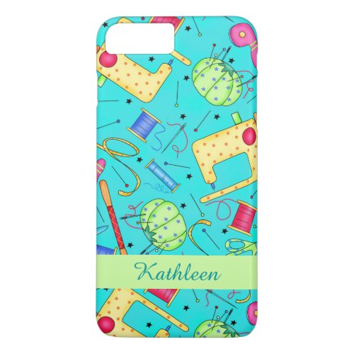 Turquoise Sewing Art Name Personalized iPhone 8 Plus7 Plus Case