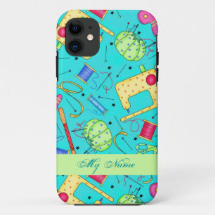 Turquoise Sewing Art Personalized iPhone 5 Case