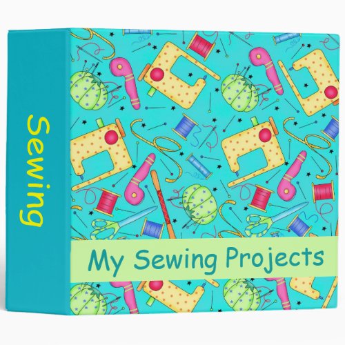 Turquoise Sewing Project Personlizable Album 3 Ring Binder