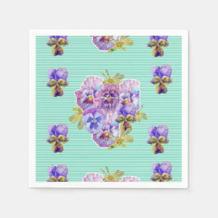 Turquoise Shabby Chic floral Serviette Napkins