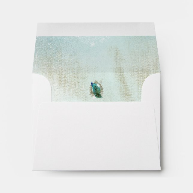 Turquoise Shabby Peacock - Envelope (Back (Bottom))