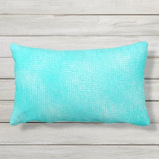 Turquoise Shade Variation Outdoor Lumbar Pillow