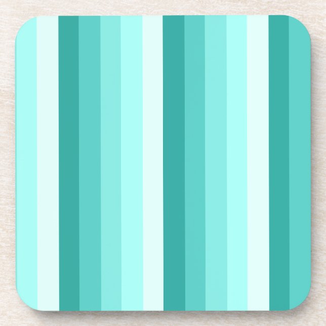 Turquoise shadow stripes beverage coaster (Front)