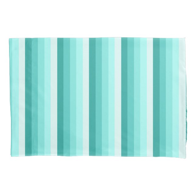 Turquoise shadow stripes pillow case (Front)