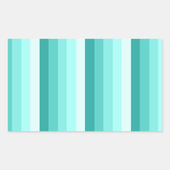 Turquoise shadow stripes rectangular sticker (Front)