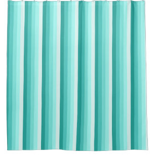 Turquoise shadow stripes shower curtain