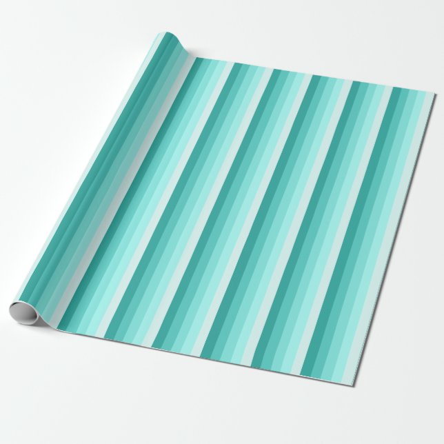Turquoise shadow stripes wrapping paper (Unrolled)
