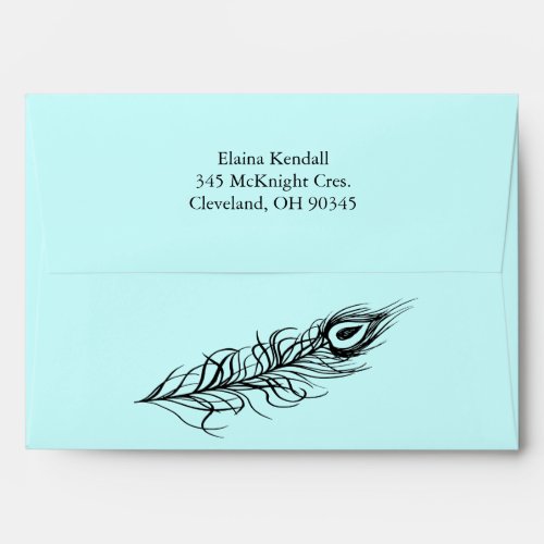 Turquoise Shake your Tail Feathers Invite Envelope