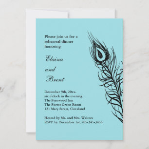 Turquoise Shake your Tail Feathers RehearsalDinner Invitation