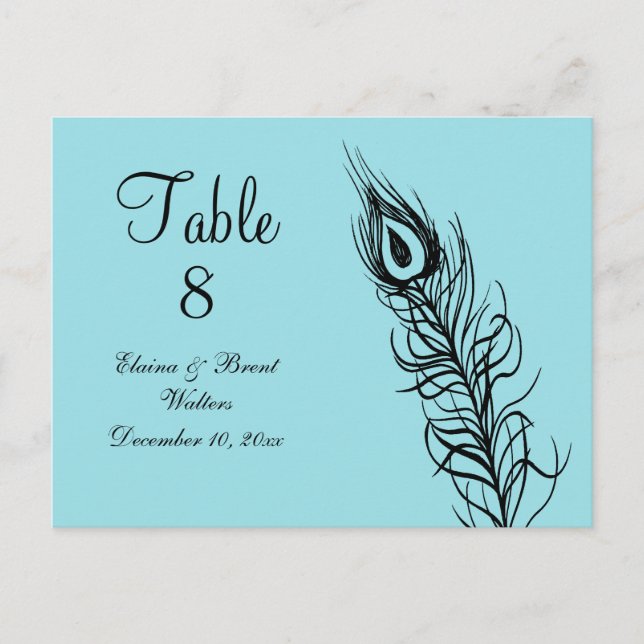 Turquoise Shake your Tail Feathers Table Number (Front)