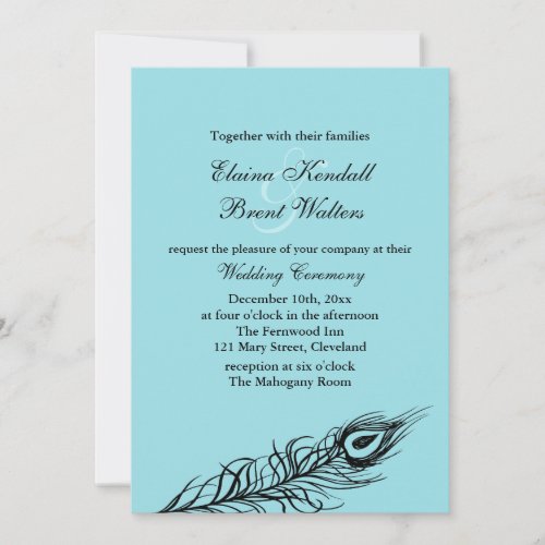 Turquoise Shake your Tail Feathers Wedding Invite