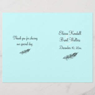 Turquoise Shake your Tail Feathers Wedding Program