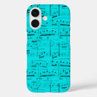 Turquoise Sheet Music iPhone 16 Case