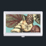 Turquoise Shell and Red Coral Collection Case For Business Cards<br><div class="desc">Go underwater to explore the sea with all these different sea creatures. This vintage piece of art is a perfect addition to any sea anemone lovers with a vibrant turquoise background and red accents on the seashells. Get your art print today on your product.</div>