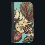 Turquoise Shell and Red Coral Collection Phone Wallet<br><div class="desc">Go underwater to explore the sea with all these different sea creatures. This vintage piece of art is a perfect addition to any sea anemone lovers with a vibrant turquoise background and red accents on the seashells. Get your art print today on your product.</div>