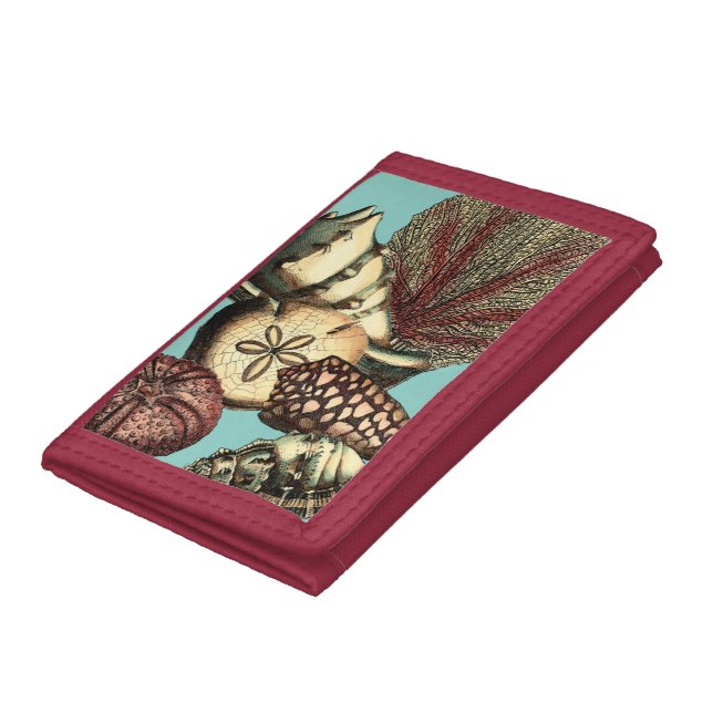 Turquoise Shell and Red Coral Collection Trifold Wallet (Bottom)