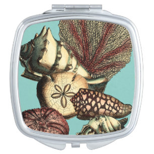 Turquoise Shell and Red Coral Collection Vanity Mirror