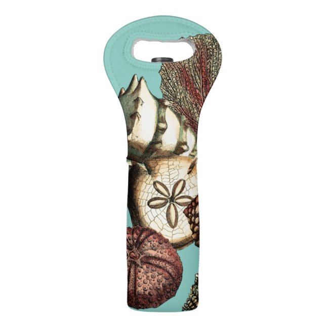 Turquoise Shell and Red Coral Collection Wine Bag (Back)