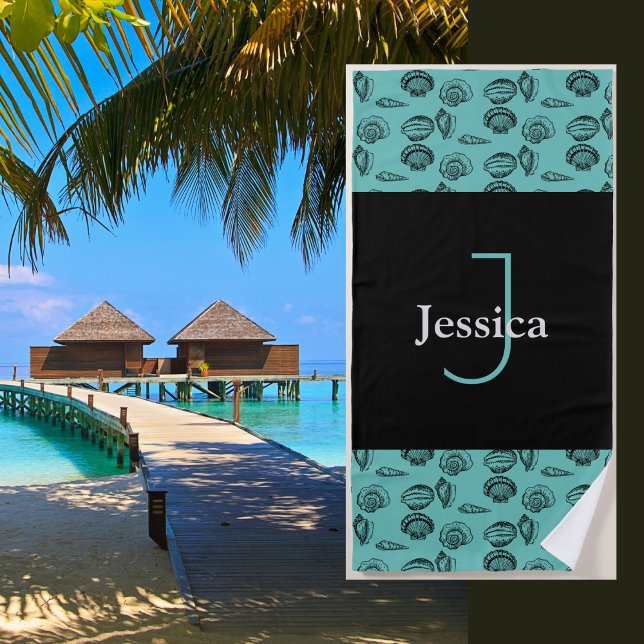 Turquoise Shells Personalized Beach Towel (Creator Uploaded)