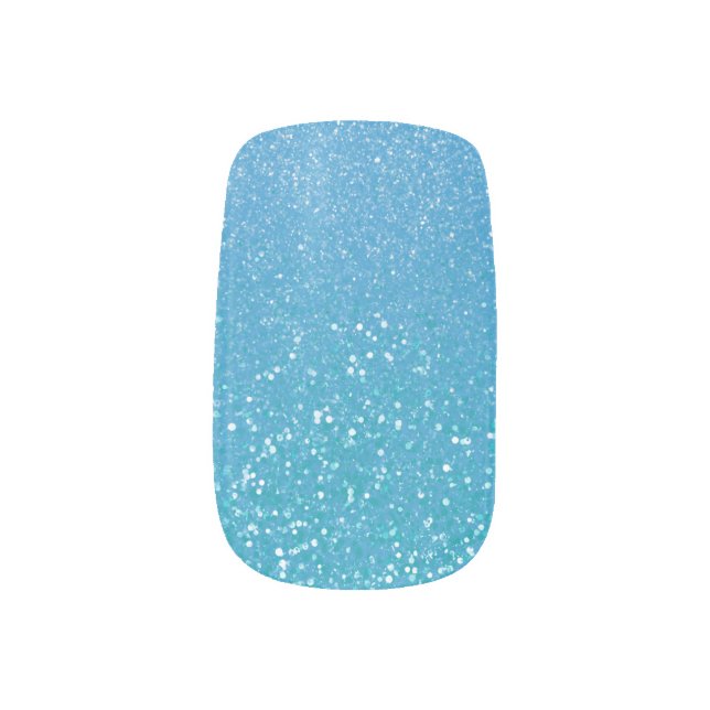 Turquoise Shimmer Glitter Dust Minx Nail Art (Left Thumb)
