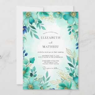 Turquoise Shimmering Spring Wedding Invitation