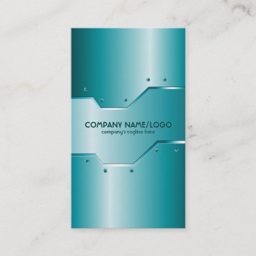 Turquoise Shiny Metallic Embossed Look Business Card Templates