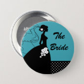 Turquoise Silhouette Bride Bridal Party  Button (Front & Back)
