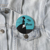 Turquoise Silhouette Bride Bridal Party  Button (In Situ)