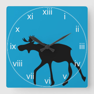 Turquoise Silohuette Moose Wall Clock