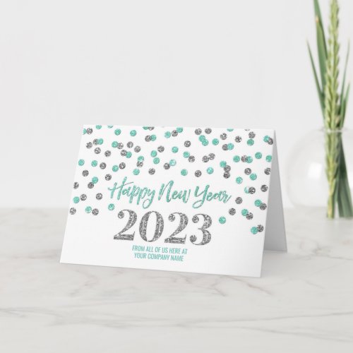 Turquoise Silver Business Happy New Year 2023 Holiday Card
