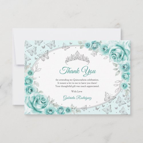 Turquoise Silver  Floral Quinceanera