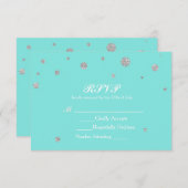 Turquoise & Silver Glitter Confetti RSVP (Front/Back)