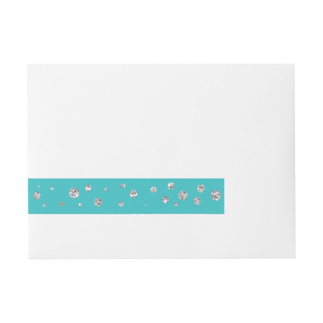 Turquoise Silver Glitter Modern Chic Sparkle Party Wrap Around Address Label (Front)