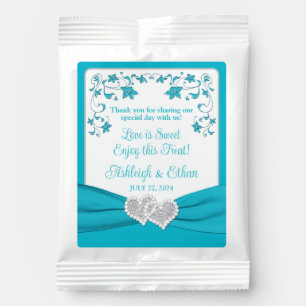 Turquoise, Silver Love Hearts Wedding Hot Chocolate Drink Mix