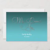 Turquoise Silver Mis Quince Anos Photo Spanish Inv Invitation (Back)