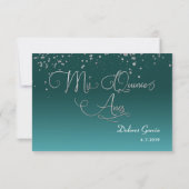 Turquoise Silver Mis Quince Anos Spanish RSVP card (Back)